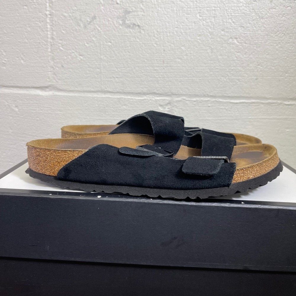 Birkenstock Arizona Black Suede Sandals Slide Slip On Women's 41 EU/10 US Wide
